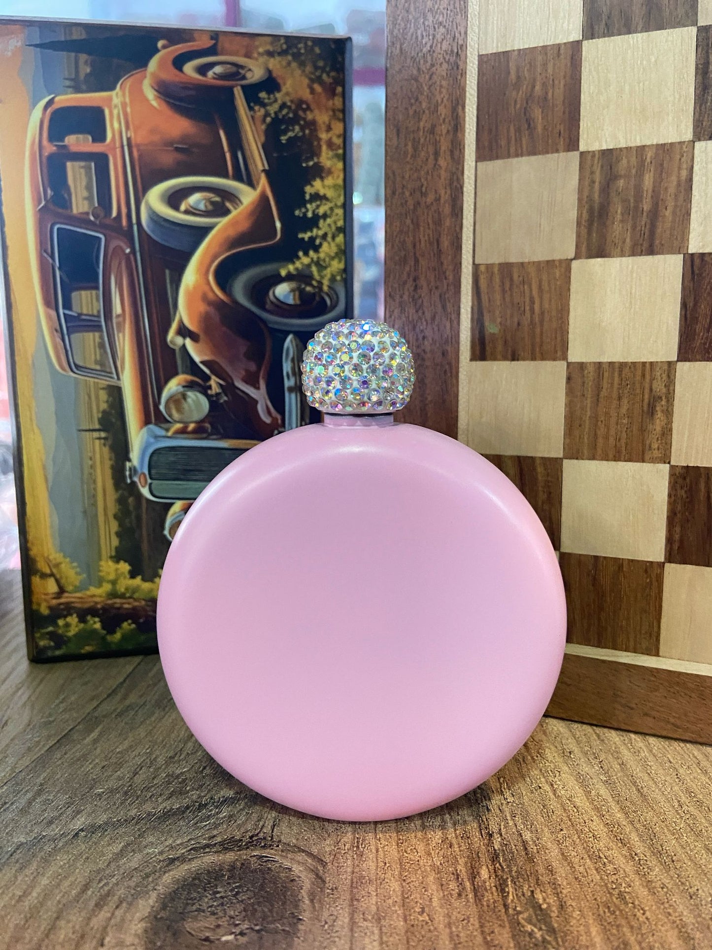Pembe Paslanmaz Çelik Hunili Yuvarlak Matara Seti