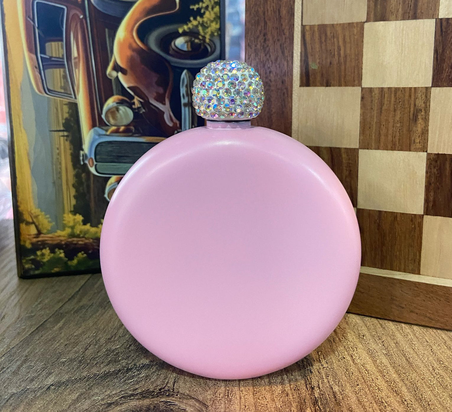 Pembe Paslanmaz Çelik Hunili Yuvarlak Matara Seti
